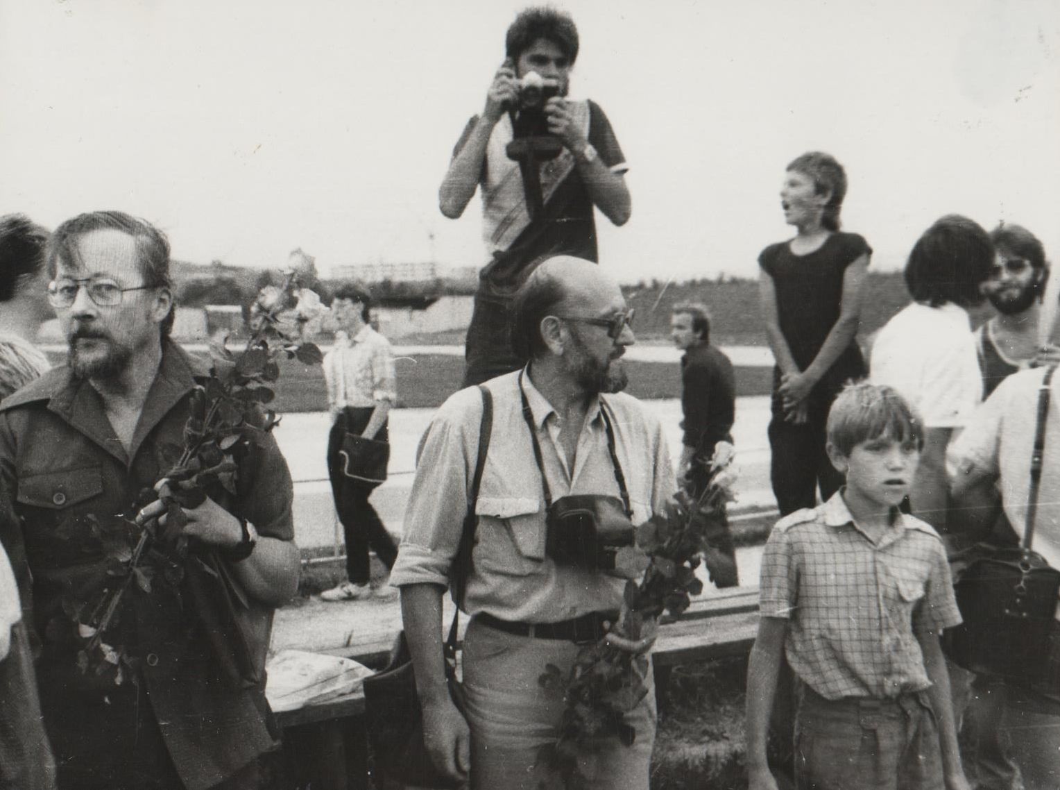 Su prof. Vytautu Landsbergiu Sąjūdžio mitingo Jonavoje metu. 1988 m. liepos 25 d.